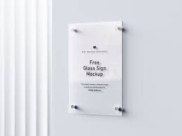 Download Free Wall Mounted Etched Glass Sign Mockup Psd Set Good Mockups