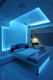 Modern Bedroom In Blue Light Neon Bedroom Bedroom Green Dream Rooms