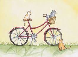 Cats On A Bike Cat Illustration Bike Art Bike Drawing