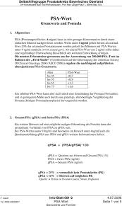 Psa Wert Grenzwerte Und Formeln Pdf Kostenfreier Download