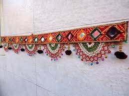 Beaded Mirror Toran With Tiny Bells Bohemian Home Decor Diwali Decor Indian Door Hanging Indian Pompom Valance Christmas Home Decor Beaded Mirror Diwali Decorations Toran
