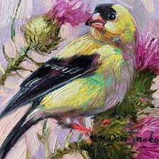 Goldfinch Oil Painting Original 4x4 Tiny Bird Picture Framed Etsy In 2020 Painting Small Bird Artwork Original Paintings