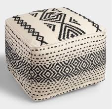 Black And White Ottoman Pouf Black And White Kilim Indoor Outdoor Patio Pouf Black White Polyester By World Market World Market Cost Plus In 2020 Outdoor Pouf World Market Furniture Floor Pouf