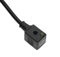 Solenoid Valve Connectors, Cordset, 2 Pole + Ground, Ground Opposite Side,  ISB 11mm, 5 Meters, 50V, 10A, LED w/Flyback Diode