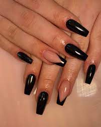 30 Popular Black French Nails You Can Copy In Spring Black Gel Nails Acrylic Nails Coffin Short Long Acrylic Nails Coffin