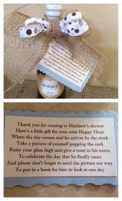 Baby Shower Favor Idea I Bought Small Splits Of Champagne And Came Up With This Poem The I Halloween Baby Shower Baby Shower Favors Baby Shower Planning List