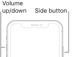 Image of iPhone X, 11, or 12 Volume and Side buttons