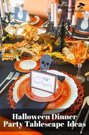 Add the color white to the traditional halloween colors (orange and black) to add a little class. Halloween Dinner Party Tablescape Ideas