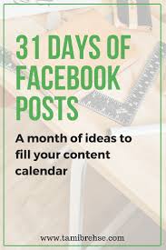 31 Days Of Facebook Posts Facebook Marketing Strategy Blog Marketing Facebook Strategy