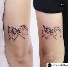 Holding Hands Minimal Tattoo Friendship Tattoo Sisters Tattoo By Etherea Tattoo Wrist Tattoos Girls Tattoos Friendship Tattoos