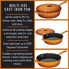 We did not find results for: Enameled Cast Iron Skillet Deep Saute Pan With Lid 12 Inch Pumpkin Spice Superior Heat Retention Black Enamel Interior Pricepulse
