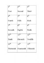 Following is a list of students and their scores in the english quiz: English Worksheets Ordinal Number 1 31