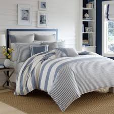 Add a pop of color and classic nautical design with these pillows and curtains. Nautica Fairwater 3 Piece Blue Striped Cotton King Comforter Set 226432 The Home Depot