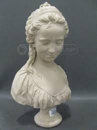 Hand Made And Glazed Signed Bust Of Woman Bust Statue Clay Art