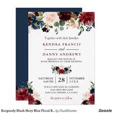 Burgundy Blush Navy Blue Floral Botanical Wedding Invitation Zazzle Com Floral Wedding Invitations Botanical Wedding Invitations Burgundy Wedding Invitations