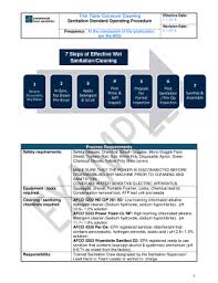 Sanitation standard operating procedures is the common name given to the sanitation procedures in food production plants which are required by the food safety and inspection service of the usda and regulated by 9 cfr part 416 in conjunction with 21 cfr part 178.1010. Fillable Online Ssop Example Wet Sanitation Cleaning Commercial Food Fax Email Print Pdffiller