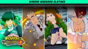 All Kimono Weekend Clothes Dlc Intros Plus Ultras My Hero Academia One S Justice 2 Weekend Outfit My Hero Academia My Hero