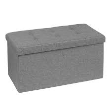 Trova i migliori prezzi e le offerte in corso. Panca Pouf Grigio Contenitore In Tessuto Trapuntato Da 75 Cm