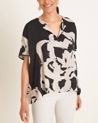 Chico S Abstract Floral Split Neck Blouse Lightweight Blouse Shopping Outfit Fashion