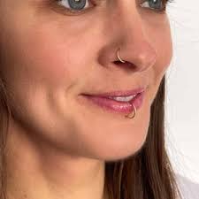 Diamonds,14k Rose Gold Multistone Lip Piercing Bendable Ring Hoop  Stud..20g..9mm Real Diamonds