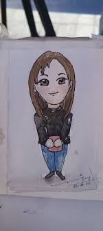 Chibis en acuarela en la feria dominical.