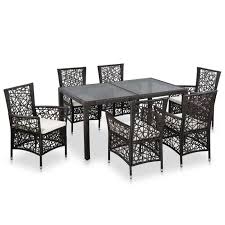 Optez pour la table repas cali en résine tressée ronde haut de gamme de couleur osier est accompagné de son plateau en verre. 7 Pcs Mobilier De Jardin Resine Tressee Marron 1 Table Et 6 Chaises Y Compris 6 Coussins De Siege Cdiscount Jardin