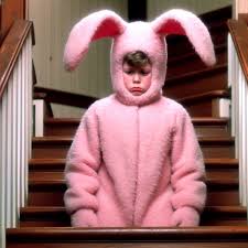 You know Ralphie has to be traumatized as an adult in real life because of  that bunny costume!!