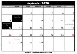 September 2020 Calendar With Holidays Excel Calendar Template Calendar Template Calendar Printables