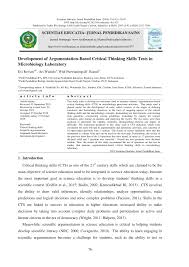 08 s.d30 september 2020 seleksi : Pdf Development Of Argumentation Based Critical Thinking Skills Tests In Microbiology Laboratory