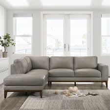 Variety of leather sectional sofas and leather sectionals. Allora Mid Century Modern Leather Left Chaise Sectional Sofa In Gray A 5145 1983073