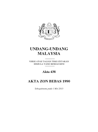 For more information and source, see on this link : Akta 438 Akta Zon Bebas 1990