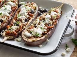 Gefullte Aubergine Griechischer Art Auberginen Hackfleisch Rezepte Gefullte Auberginen