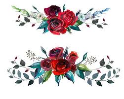 Burgundy Red Scarlett Roses Png Wedding Flowers Invitation Etsy Watercolor Flowers Tutorial Flower Clipart Floral Painting