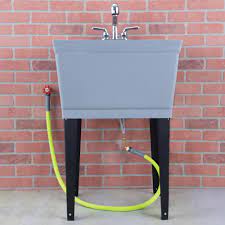 Here is a great way to install a sink in your garage or garden for under $100 a link to the dish washer kit can be. Laundry Tub Garden Hose Connector 3 4 Ght 90 Degree Brass Hose Elbow Adapter 3 8 Attachment For Use With Supply Lines For Utility Sinks Utility Sink Com
