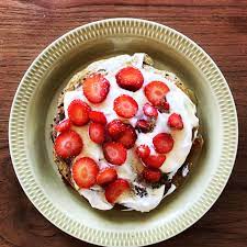 Add the yogurt and stir. Oat Lemon Pancakes Topped With Greek Yogurt Norwegian Strawberries And Local Honey Gluten Free Recipes