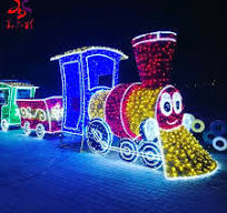 Commercial Customized Shopping Mall Decoration New Year Beautiful Outdoor  Street Decoration Lighted 3d Train Motif Light