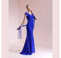 Abito lungo elegante con coda blu elettrico. Vestiti Blu Elettrico Online Showroom Di Stylosophy