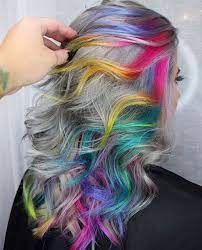 Extraordinary Rainbow Hair On Silver Base For Women To Mesmerize Anyone Trendy Hairstyles Hair Styles Light Hair Color Cool Hair Color