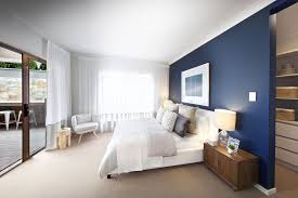 Clarendon Homes Brighton 30 Master Bedroom With Navy Blue Feature Wall Blue Bedroom Walls Blue Feature Wall Bedroom Feature Wall Bedroom