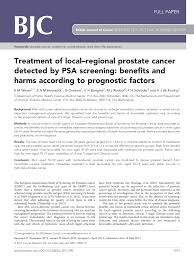 The earlier the detection of prostate cancer, the better the patient's chance of survival is. Pdf Treatment Of Local Regional Prostate Cancer Detected By Psa Screening Benefits And Harms According To Prognostic Factors