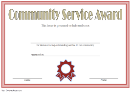 Community Service Award Certificate Template Free 1 Di 2020