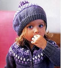 Baby Child Fair Isle Cardigan & Beret Set Vintage Knitting Pattern Toddler  Children Boy Girl Yoke DK 1 2 3 4 5yrs Instant Download PDF
