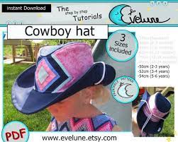 Cowboy Hat Pdf English Pattern 3 Sizes Included Baby Kid Toddler Sewing Tutorial Diy Toddler Sewing Patterns Sewing Tutorials Cowboy Hats