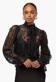 Front Bow Lace Blouse Clothing in Black - Get great deals at JustFab