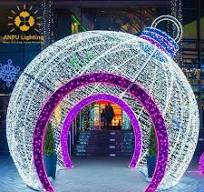 Outdoor Decoration Giant Christmas 3D LED Motif Light Ornament Arch Ball  Lights for Shopping Malls
