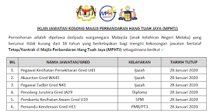 Penolong pegawai perancang bandar dan desa ¡ jabatan : Jawatan Kosong Di Majlis Perbandaran Hang Tuah Jaya Mphtj