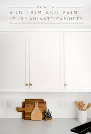 The material is easily cut with scissors and easy to apply. How To Add Trim And Paint Your Laminate Cabinets Brepurposed