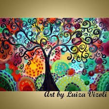 Original Whimsical Painting Tree Of Joy Boho Style By Luizavizoli 345 00 Whimsical Paintings Tree Painting Abstract Tree Painting