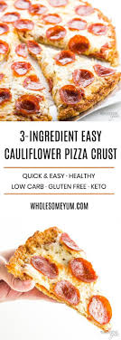 Easy Low Carb Cauliflower Pizza Crust Recipe 3 Ingredients An Easy 3 Ingredient Recipe Cauliflower Pizza Crust Recipe Ingredients Recipes Easy Cauliflower