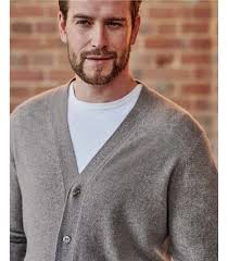 Gilet, cardigan gris (2 articles). Gris Nuage Cardigan A Col V Homme Cachemire Merinos Woolover Fr